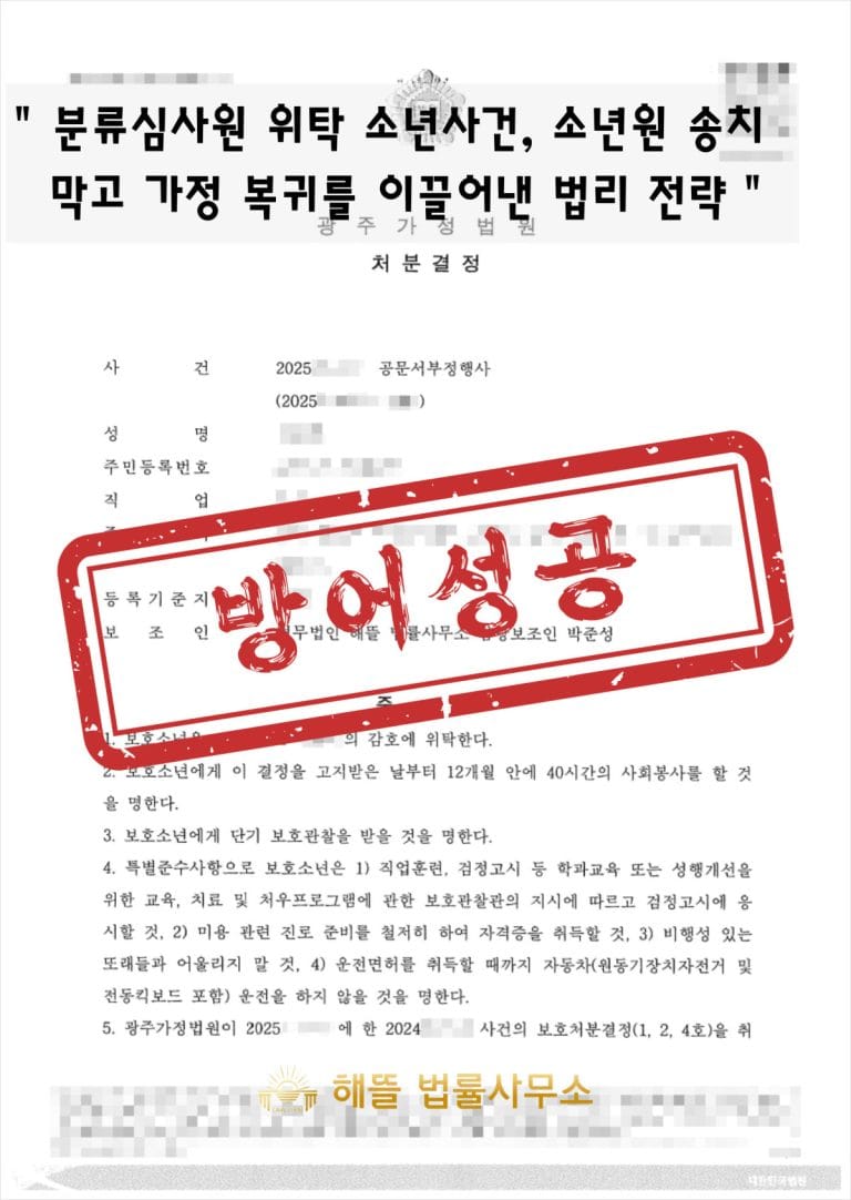 소년보호사건 성공 사례
